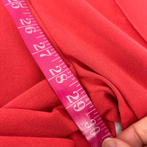 Vintage Jumpsuit 60s 70s Hand Made Wide Leg Womens Mediium Coral Red White Lace - Picture 10 of 13